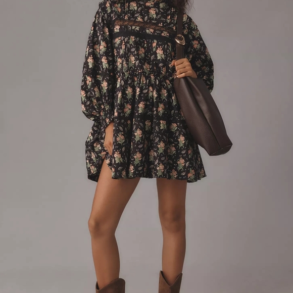 Pilcro Dresses & Skirts - Anthropoligie Pilcro Long-Sleeve Mock-Neck Swing Mini Dress